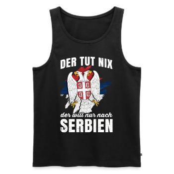 Serbien Jugo Geschenk Belgrad Serbia Wappen Srbija - Männer Premium Bio Tank Top - Schwarz - Vorne - Michal (187cm)