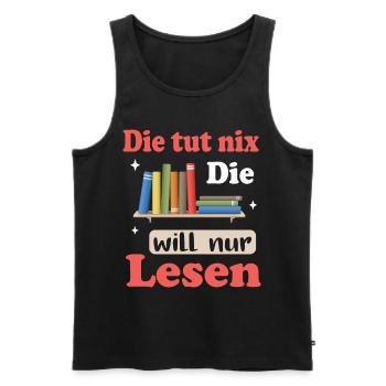 Buch Lesen Literatur Geschenk Bücher Bücherei - Männer Premium Bio Tank Top - Schwarz - Vorne - Michal (187cm)