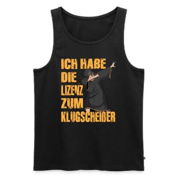 Prüfung Abschluss Schärpe bestanden Klugscheißen - Männer Premium Bio Tank Top - Schwarz - Vorne - Michal (187cm)