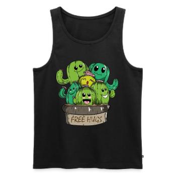 Free Hugs mignon cactus câlins gratuit Cactus - Débardeur bio Premium Homme - noir - Devant - AI Model Male 178 light (178cm)