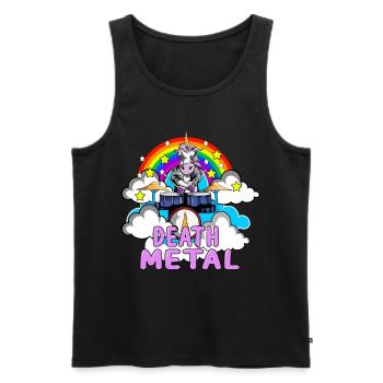 Batterie Death Metal pour les amateurs de licorne - Débardeur bio Premium Homme - noir - Devant - Michal (187cm)