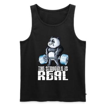 The Struggle is Real Fitness Panda Weightlifting - Men's Premium Organic Tank Top - black - Front - AI Model Male 178 light (178cm)