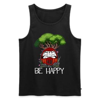 Japanese Daruma Doll Yoga Meditation Art Be Happy - Männer Premium Bio Tank Top - Schwarz - Vorne - AI Model Male 178 light (178cm)