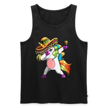 Unicorn with sombrero and rattle Unicorn Fiesta - Men's Premium Organic Tank Top - black - Front - AI Model Male 178 light (178cm)