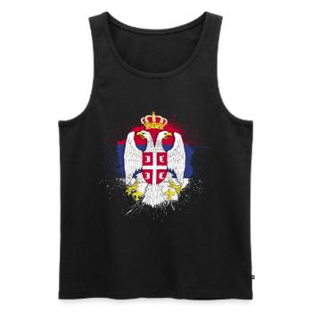 Serbie Tshirt don Yougoslavie Zagreb Tito - Débardeur bio Premium Homme - noir - Devant - AI Model Male 178 light (178cm)