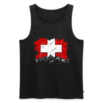 Suisse Drapeau Zurich Bern Alpen Suisse - Débardeur bio Premium Homme - noir - Devant - AI Model Male 178 light (178cm)