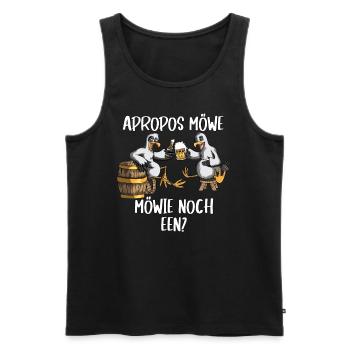 Apropos Möwe Möwie noch een? Norddeutscher Spruch - Männer Premium Bio Tank Top - Schwarz - Vorne - Michal (187cm)