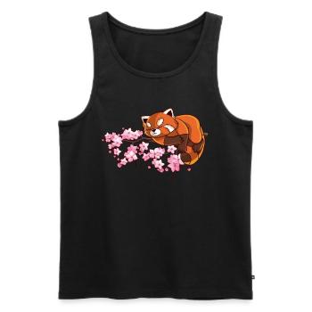 Cute Japanese Red Panda Cherry Blossom Tree - Men's Premium Organic Tank Top - black - Front - AI Model Male 178 light (178cm)