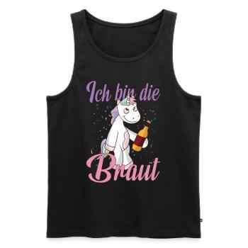 Ich bin die Braut Einhorn Fan Brautjungfern Spruch - Männer Premium Bio Tank Top - Schwarz - Vorne - Michal (187cm)