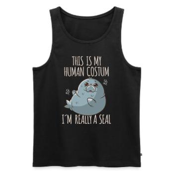 Menschliches Kostüm Ich bin ein Seehund Meerestier - Männer Premium Bio Tank Top - Schwarz - Vorne - AI Model Male 178 light (178cm)
