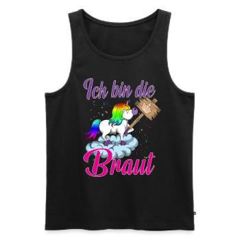 Ich bin die Braut Einhorn Brautjungfern Hochzeit - Männer Premium Bio Tank Top - Schwarz - Vorne - Michal (187cm)