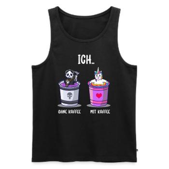 Ich ohne Kaffee Ich mit Kaffee Kaffetrinker Spruch - Männer Premium Bio Tank Top - Schwarz - Vorne - AI Model Male 178 light (178cm)
