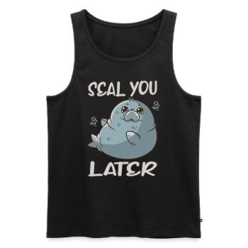 Seal you later Seehund Robbe Meerestier Tierschutz - Männer Premium Bio Tank Top - Schwarz - Vorne - AI Model Male 178 light (178cm)