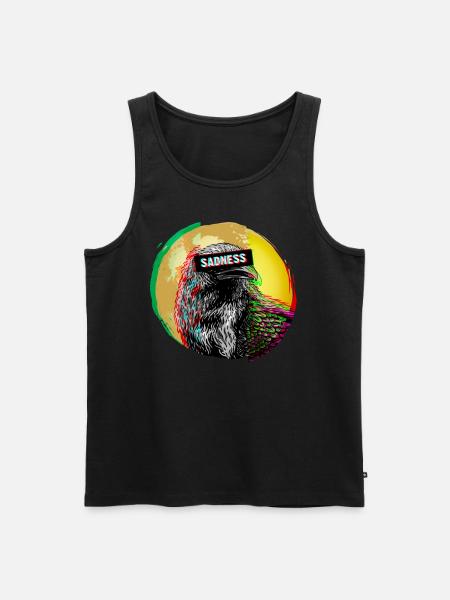Corbeau Vaporwave Sadness Sadness Black Corbeau Bird Lover - Débardeur bio Premium Homme - noir