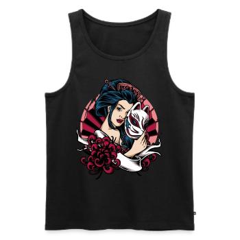 Anime Geisha Kimono Kitsune Mask Yokai Aesthetic - Männer Premium Bio Tank Top - Schwarz - Vorne - Michal (187cm)