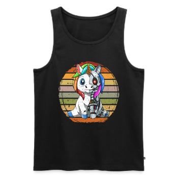 Grunge Einhorn Roboter Robotic Kuscheln Cyborg - Männer Premium Bio Tank Top - Schwarz - Vorne - AI Model Male 178 light (178cm)