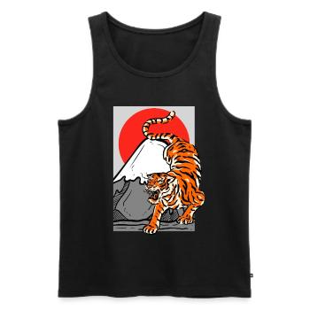 Tiger Aesthetic Japan Mt. Fuji Fujiyama Red Sun - Men's Premium Organic Tank Top - black - Front - AI Model Male 178 light (178cm)