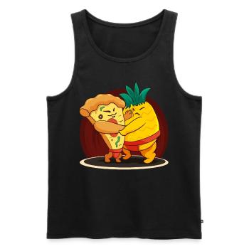 Drôle japonais Sumo Ananas Hawaiian Pizza Amer - Débardeur bio Premium Homme - noir - Devant - AI Model Male 178 light (178cm)