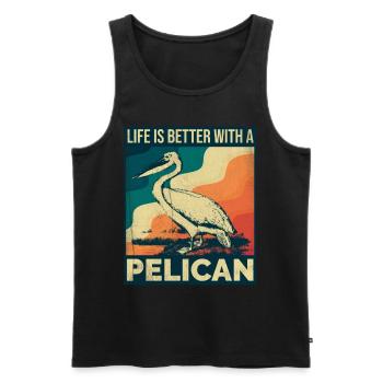 Pelikan Spruch Palmen Retro - Männer Premium Bio Tank Top - Schwarz - Vorne - AI Model Male 178 light (178cm)