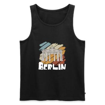 Berlin - Men's Premium Organic Tank Top - black - Front - AI Model Male 178 light (178cm)