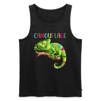 Caméléon Reptiles Iguane Chélard Camouflage - Débardeur bio Premium Homme - noir - Devant - AI Model Male 178 light (178cm)