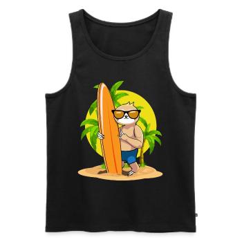 Surfing Sloth Kawaii Beach Surfer Aesthetic Surf - Men's Premium Organic Tank Top - black - Front - AI Model Male 178 light (178cm)