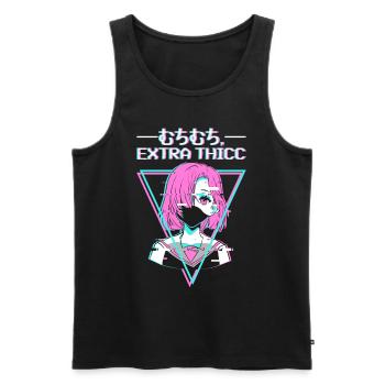 Exra Thicc Anime Girl japonais Vaporwave Weeb - Débardeur bio Premium Homme - noir - Devant - AI Model Male 178 light (178cm)