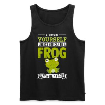Grenouille cadeau prince Lurch fresque conte de fées - Débardeur bio Premium Homme - noir - Devant - AI Model Male 178 light (178cm)
