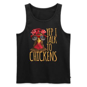 Oui, je parle à poulets agriculteurs ferme poulet - Débardeur bio Premium Homme - noir - Devant - Michal (187cm)