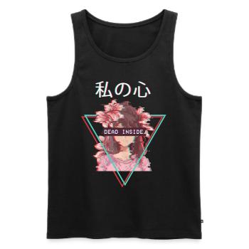 Dead Inside Anime Girl Waifu Vaporwave Aesthetic - Débardeur bio Premium Homme - noir - Devant - AI Model Male 178 light (178cm)