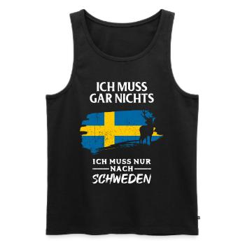 Schweden Flagge Tshirt - Männer Premium Bio Tank Top - Schwarz - Vorne - Michal (187cm)