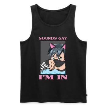 Sons Gay I’m Dans Funny LGBTQ Femboy Anime Boy - Débardeur bio Premium Homme - noir - Devant - AI Model Male 178 light (178cm)
