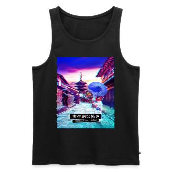 Vaporwave Japanese Streetwear Tokyo Temple Lofi - Débardeur bio Premium Homme - noir - Devant - AI Model Male 178 light (178cm)