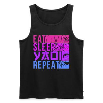 Eat Sleep Yaoi Repeat Fujoshi Anime Boy Gay Manga - Débardeur bio Premium Homme - noir - Devant - AI Model Male 178 light (178cm)
