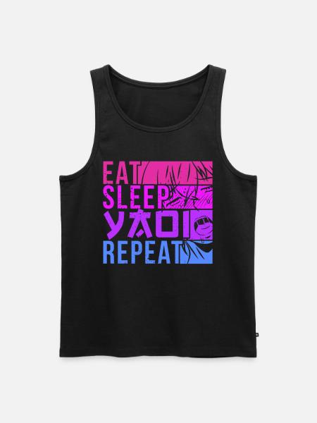 Mangia sonno Yaoi Ripeti Fujoshi Anime Boy Gay Manga - Canottiera ecologica premium da uomo - nero