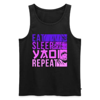 Eat Sleep Yaoi Repeat Fujoshi Anime Boy Gay Manga - Débardeur bio Premium Homme - noir - Devant - AI Model Male 178 light (178cm)