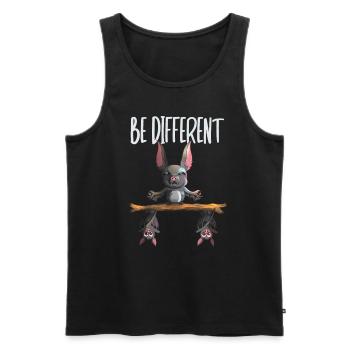 Sei anders Spruch Fan mit coolen Fledermäusen - Männer Premium Bio Tank Top - Schwarz - Vorne - Michal (187cm)