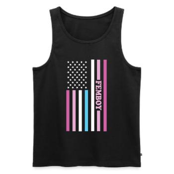 Femboy LGBTQ Rainbow Gay Pride American Flag Queer - Männer Premium Bio Tank Top - Schwarz - Vorne - Michal (187cm)