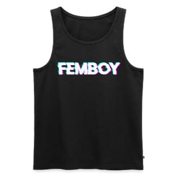 Femboy LGBTQ Gay Pride Anaglyph Vaporwave - Men's Premium Organic Tank Top - black - Front - AI Model Male 178 light (178cm)