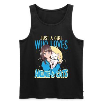 Just A Girl Who Loves Anime & Cats Anime Cat Lover - Débardeur bio Premium Homme - noir - Devant - AI Model Male 178 light (178cm)