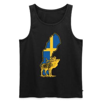 Suède Tshirt Elch - Débardeur bio Premium Homme - noir - Devant - AI Model Male 178 light (178cm)