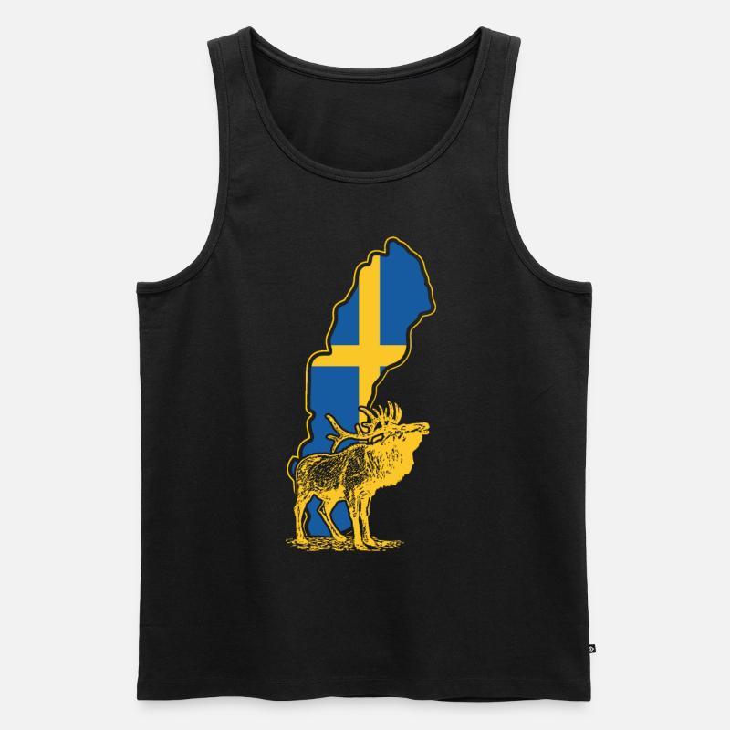 Schweden Tshirt Elch - Männer Premium Bio Tank Top - Schwarz