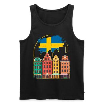 Suède cadeau de Stockholm suédois Malmö Fika - Débardeur bio Premium Homme - noir - Devant - AI Model Male 178 light (178cm)