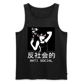 Antisocial Anime Girl Waifu Japanese Manga Weeb - Débardeur bio Premium Homme - noir - Devant - AI Model Male 178 light (178cm)