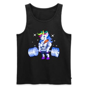 Fitness Unicorn Weightlifting Dumbbell Gym - Men's Premium Organic Tank Top - black - Front - Michal (187cm)