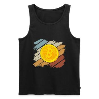 Bitcoin - Men's Premium Organic Tank Top - black - Front - Michal (187cm)
