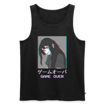 Game Over Manga anime Girl Waifu Vaporwave Otaku - Débardeur bio Premium Homme - noir - Devant - AI Model Male 178 light (178cm)