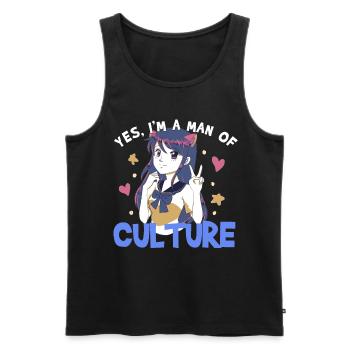 I'm A Man Of Culture Anime Meme Manga Otaku Weeb - Débardeur bio Premium Homme - noir - Devant - AI Model Male 178 light (178cm)