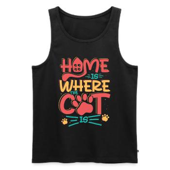 HOME IS WHERE MY CAT IS - Men's Premium Organic Tank Top - black - Front - Michal (187cm)