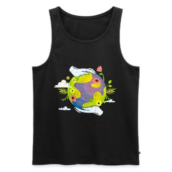 Climate Change Tshirt Energy Transition Environment Ecology - Men's Premium Organic Tank Top - black - Front - AI Model Male 178 light (178cm)